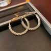 Cute Female White Zircon Stone Hoop Earrings Fashion Female Gold Color Wedding Jewelry for Women