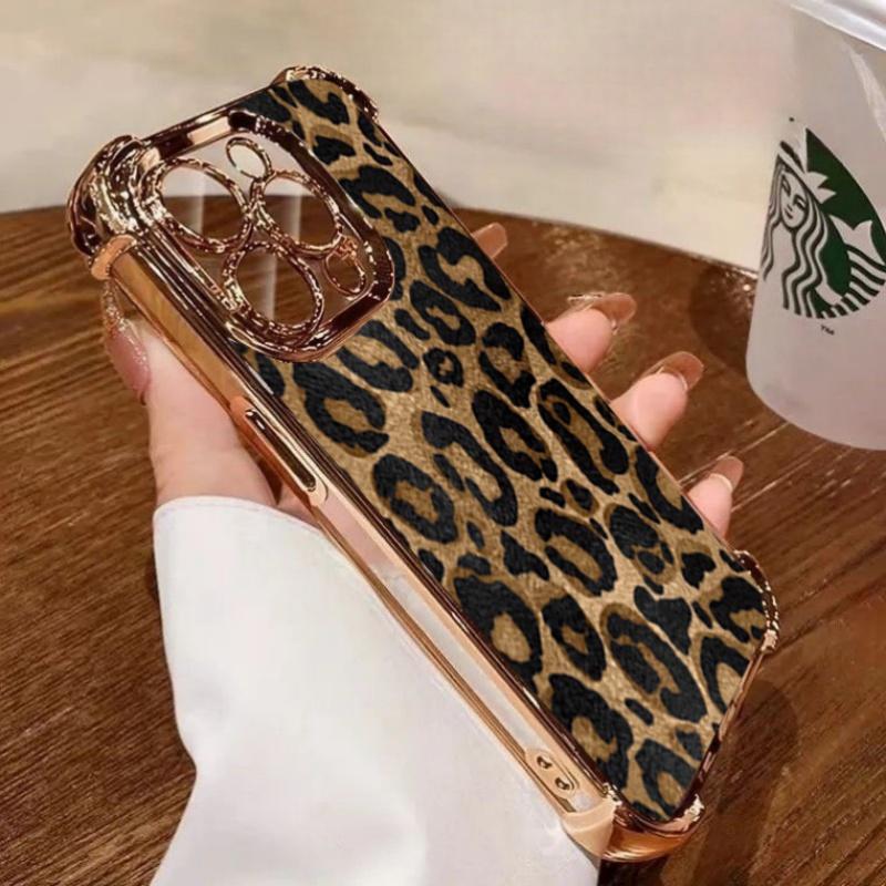 Case For VIVO V60 V40 V50 Lite Y03 Y27S Y28 Y28S Y04 Y21 Y31 Y33S Y21S Y17S Y36 5G V30 Pro Leopard Print Plating Cover