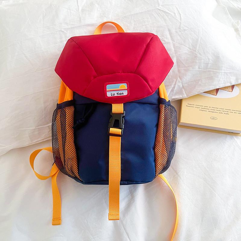 

Kids Koreanstyle Backpack Colorblock Student Bag Travel Backpack School синий