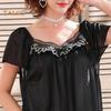 Women Oversized Nightdress Short Sleeve Lace Patchwork Nightgown Short Sleeve Sleepwear Pajam