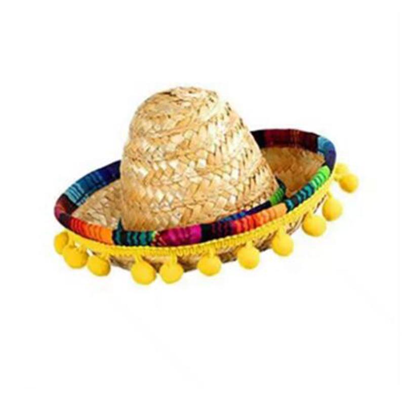 Pet Theme Party Mini Straw Hat Mexican Hat Holiday Cat Puppy Colorful Mini Hat Sombrero Beach Hawaii Style Sun Hat Pet Supplies