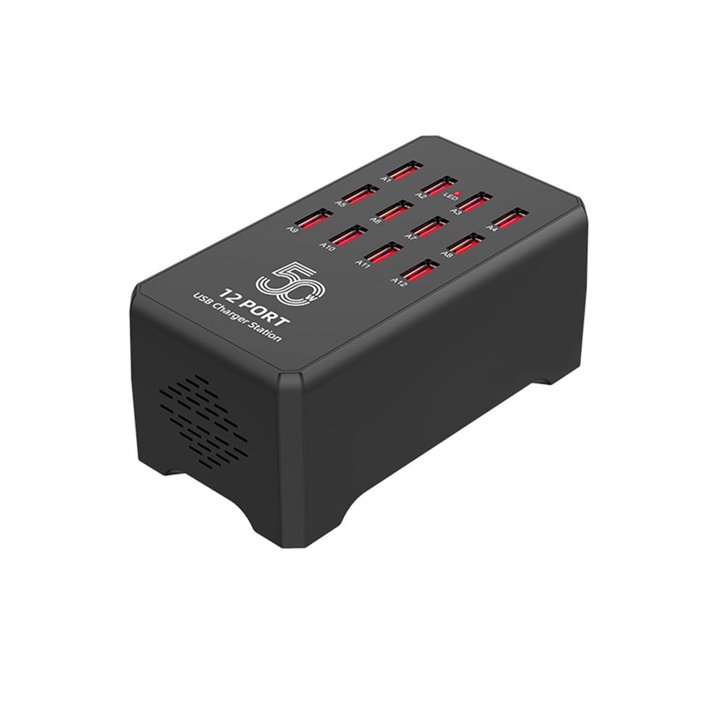 12 Anschlüsse USB-Ladestationen 50W Tragbar für Mehrere Geräte Mehrschichtiger Schutz