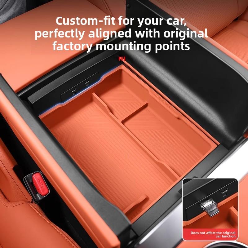 For Li Auto L6 L8 L9 2022-2025 Without Refrigerator Model Car Upper and Lower Silicone Storage Boxes of Armrest Box Accessories