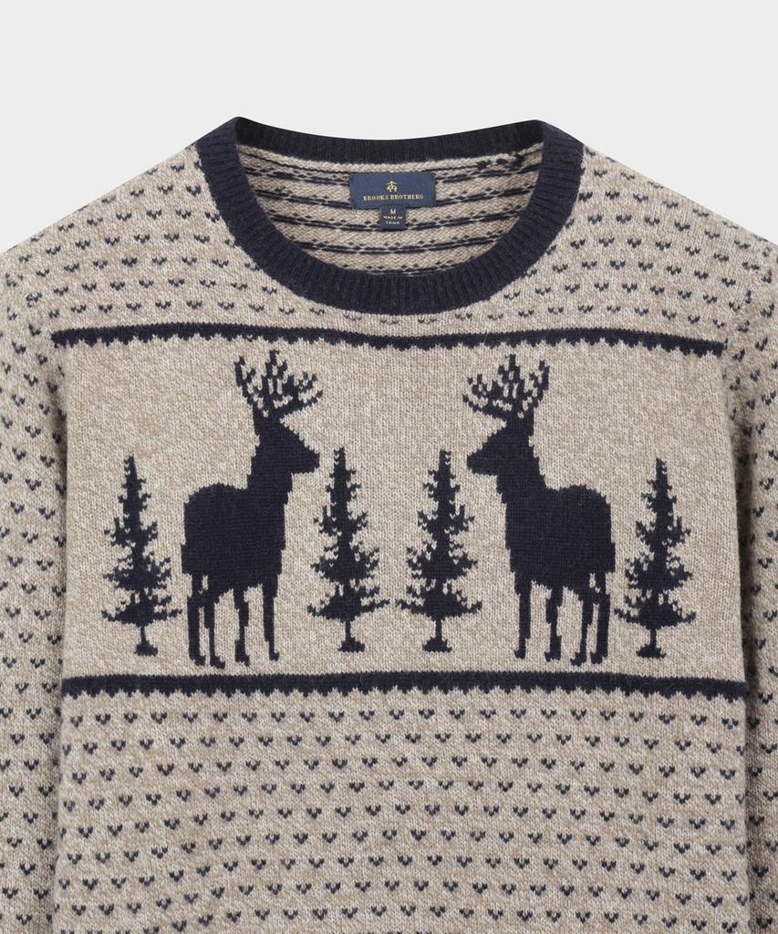 BROOKS BROTHERS Wool Archive Moose Crewneck Sweater (Navy) (Bbwrmff401)