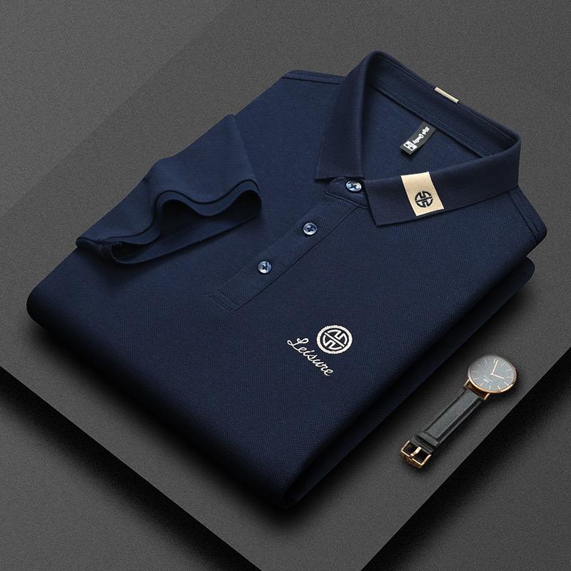 Trend Hub Ny High-end Herre Kortarmet T-skjorte Brodert Krage Poloskjorte Pluss Størrelse Paul Tynn Topp for Menn