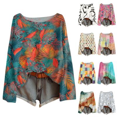 Long Sleeve Shirts For Women Print Graphic Tees Blouses Casual Plus Size Basic Tops Pullover