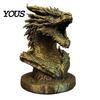 Desktop Dragon Decoration Head Figurine, 3D Printed Fantasy Statue, Mythical Black Sculpture Animal for Home Office Desk Decor, Gift Collectors Scale