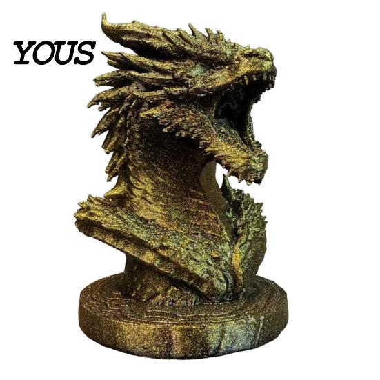 Desktop Dragon Decoration Head Figurine, 3D Printed Fantasy Statue, Mythical Black Sculpture Animal for Home Office Desk Decor, Gift Collectors Scale