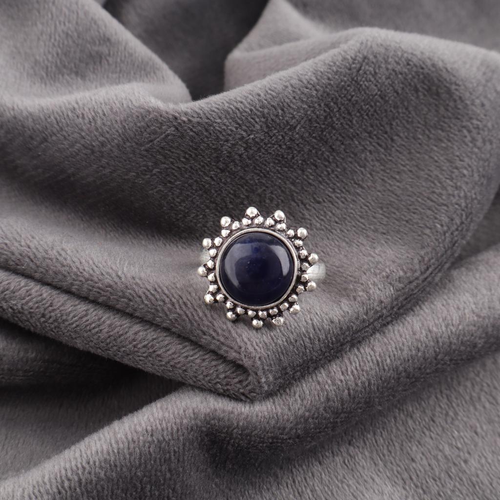 Sodalite Handmade Gemstone Ring, 925 Solid Sterling Silver Ring Beautiful Jewelry, Ring For Engagement Gift