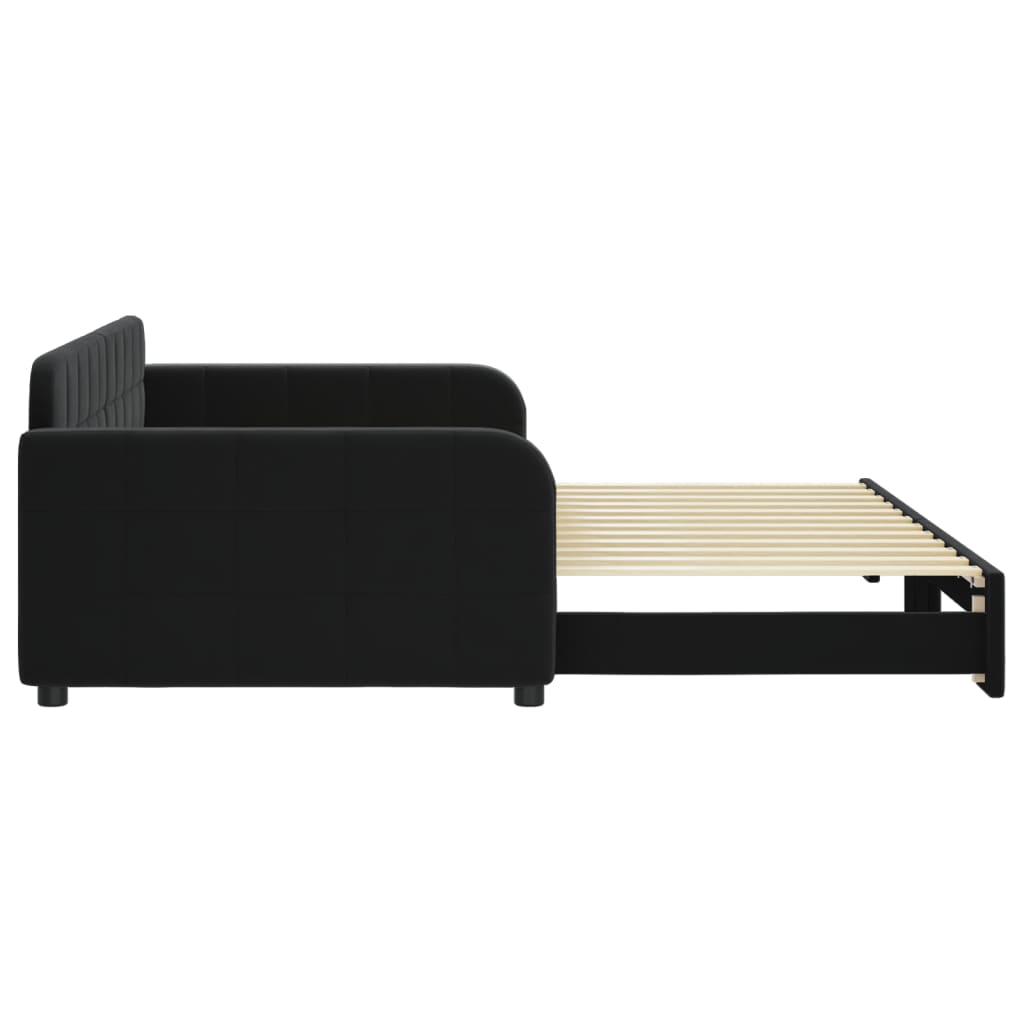 Extendable Daybed Black 100 x 200 cm Velvet