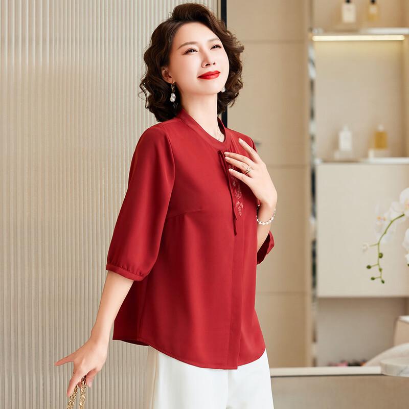 Stylish Short-Sleeve Top for Middle-Aged Women