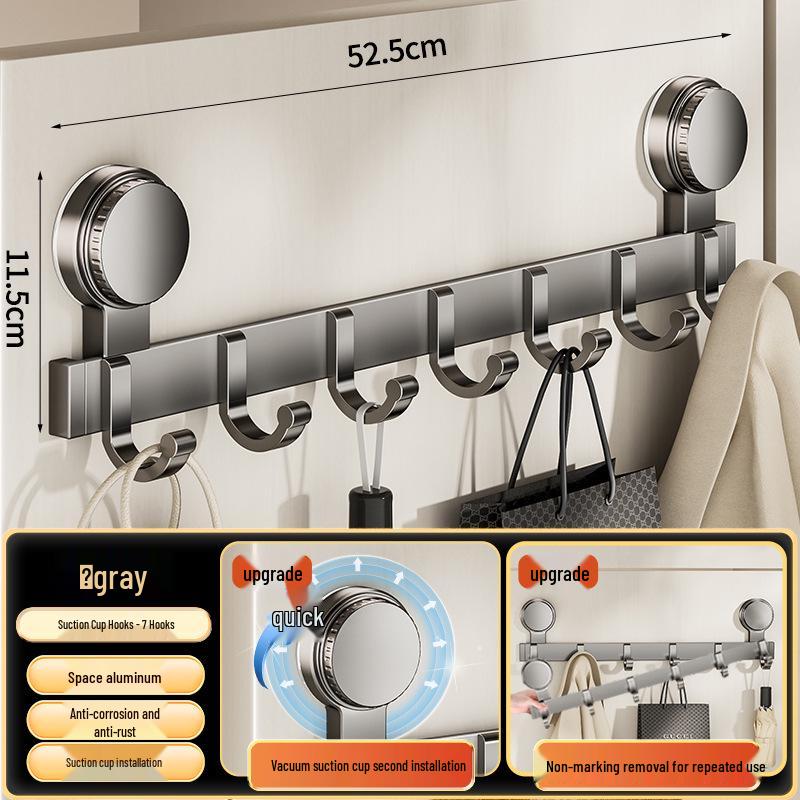 Strong Adhesive No-Drill Suction Cup Door Hook for Clothes and Storage