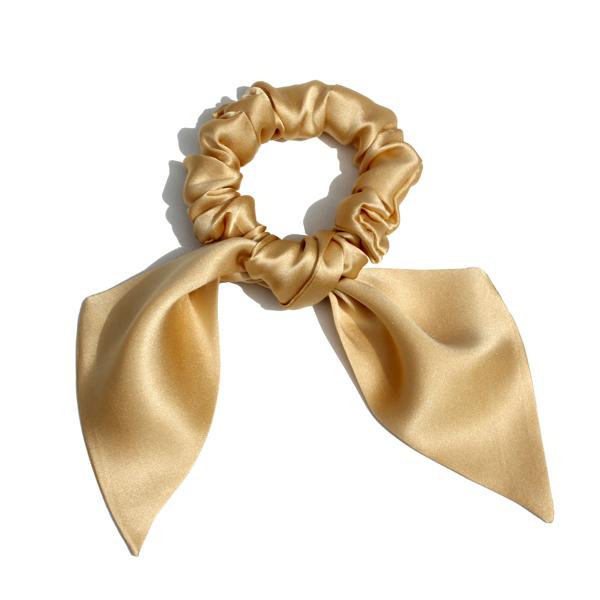100% Pure Silk Bunny Ear Scrunchies Bow Bowknot Knotted Scrunchy Hair Bands Elastic Ties Ponytail Holder for Women,Girls 1 Piece