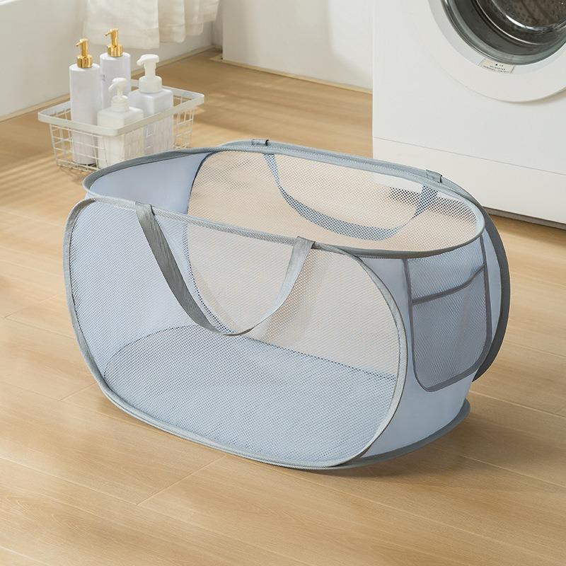 Mesh Pop Up Laundry Hamper Laundry Basket Side Pocket Collapsible Laundry Basket
