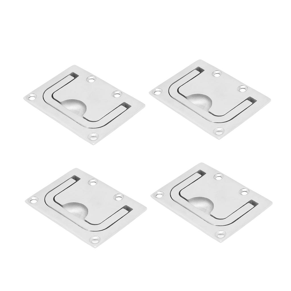 4PCS Boat Cabinet Flush Mount 316 Stainless Steel Square Flush Pull Ring Handles for Furniture
