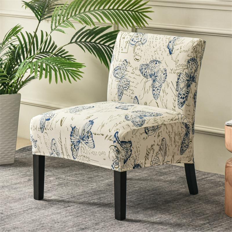 Accent Armless Chair Cover Geometric Print Single Sofa Stool Slipcover Nordic Stretch Chair Covers Elastic Couch Protector Cover