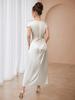 Elegant Satin One-Shoulder Lace-Up Dress - Slim Fit, Solid Color, European & American Style