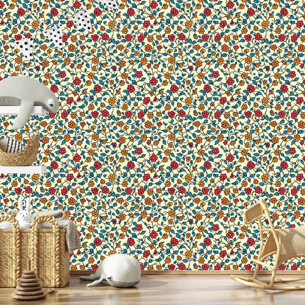 Beige and Cream Flowers Wallpaper for Living Room and Bedroom 50x1000