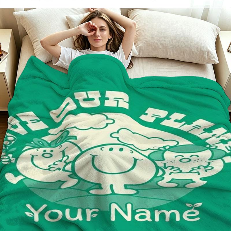 1PC Mr. Men Little Miss Custom Name Patterned Flannel Blanket Suitable For All Seasons for Home Decor Warmth and Comfort Gifts Holiday Present
