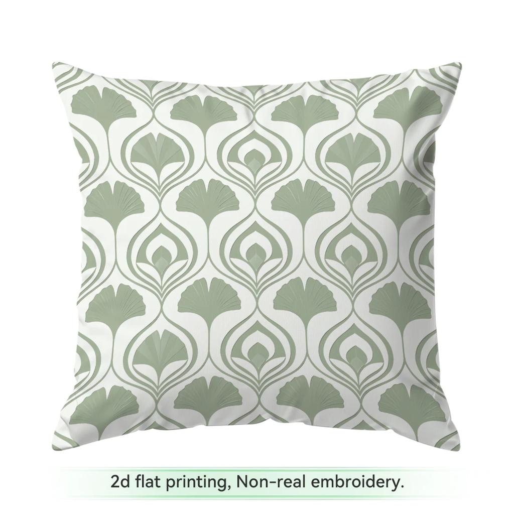 Fresh White And Green Pattern Cushions Pillowcase Polyester Cushion Cover Throw Pillow Pillowcover Home Car Sofa Decor