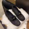 Autumn And Winter Retro Velvet Soft Soled Women's Shoes With Bow Tie Single Shoes