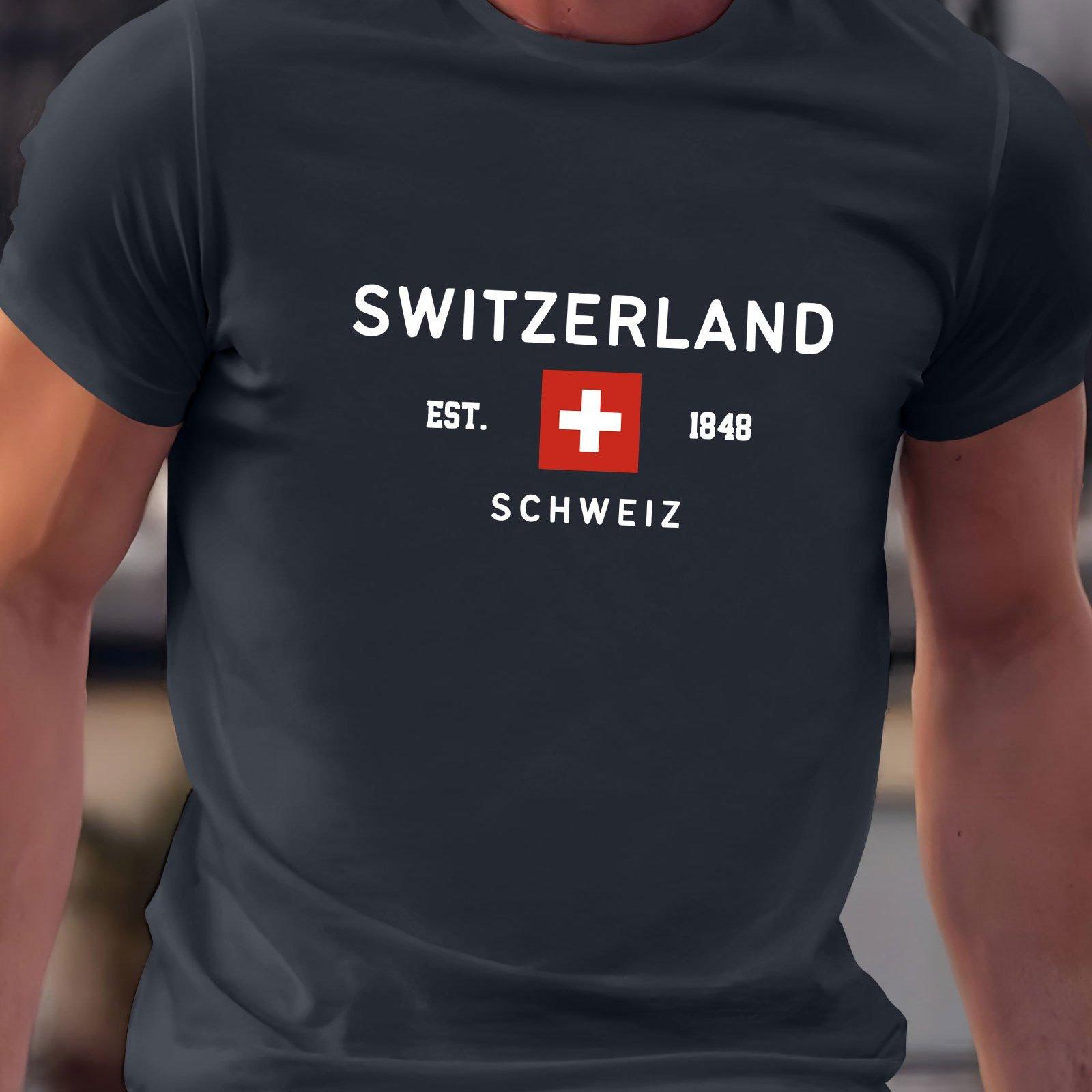 

Summer men s 100% pure cotton casual loose plus size Switzerland pattern printed round neck short sleeved T-shirt top 4XL