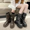 Autumn Winter Fashion Retro Brown Western Cowboy Boots Women's Boots 2026 New Look Slim Thick and Stacked Designer Short Boots