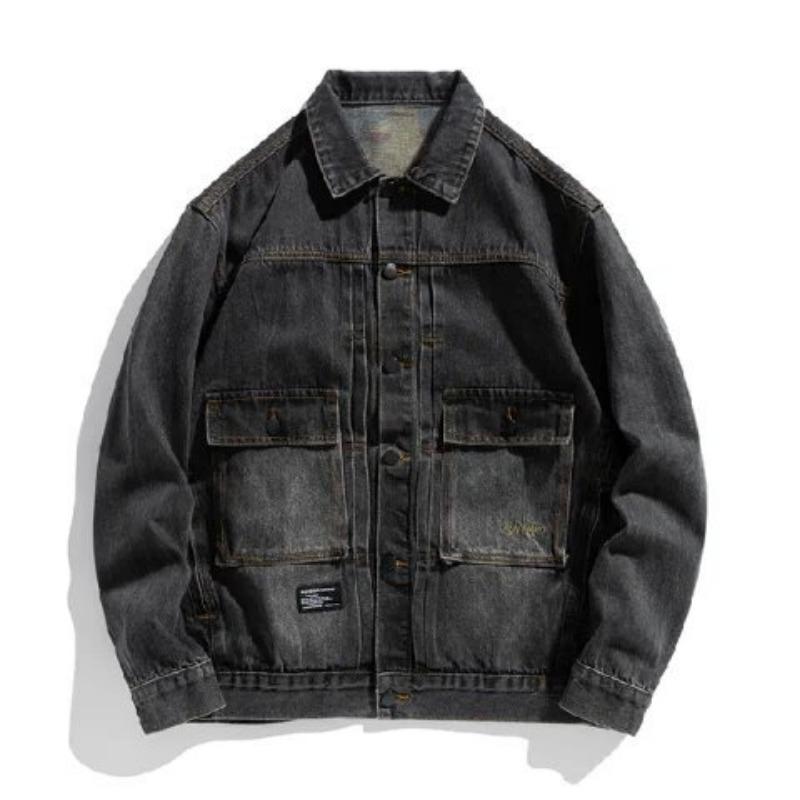 

Толстая джинсовая куртка мужская свободная модная куртка Tooling большого размера мужская черная модная джинсовая куртка 4XL чёрный