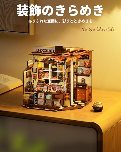 ROBOTIME Miniature House Dollhouse DIY Miniature Kit Dollhouse with LED Lights Mini Model Kit Figure Accessory DIY Craft Toy for Kids and Adults Chris