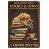 Metal Wall Art Vintage Golden Retriever Poster, Dog Book Lover Quote Sign for Living Room Decor