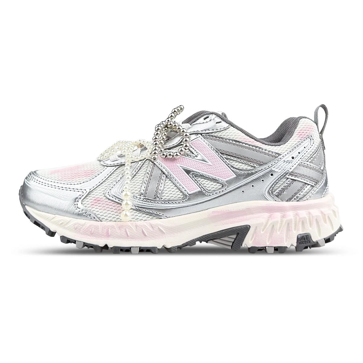 

New Balance NB 410 V5 Breathable Low top Running Shoes Unisex White Silver Pink MT410KM5(Team1311-NB) 36