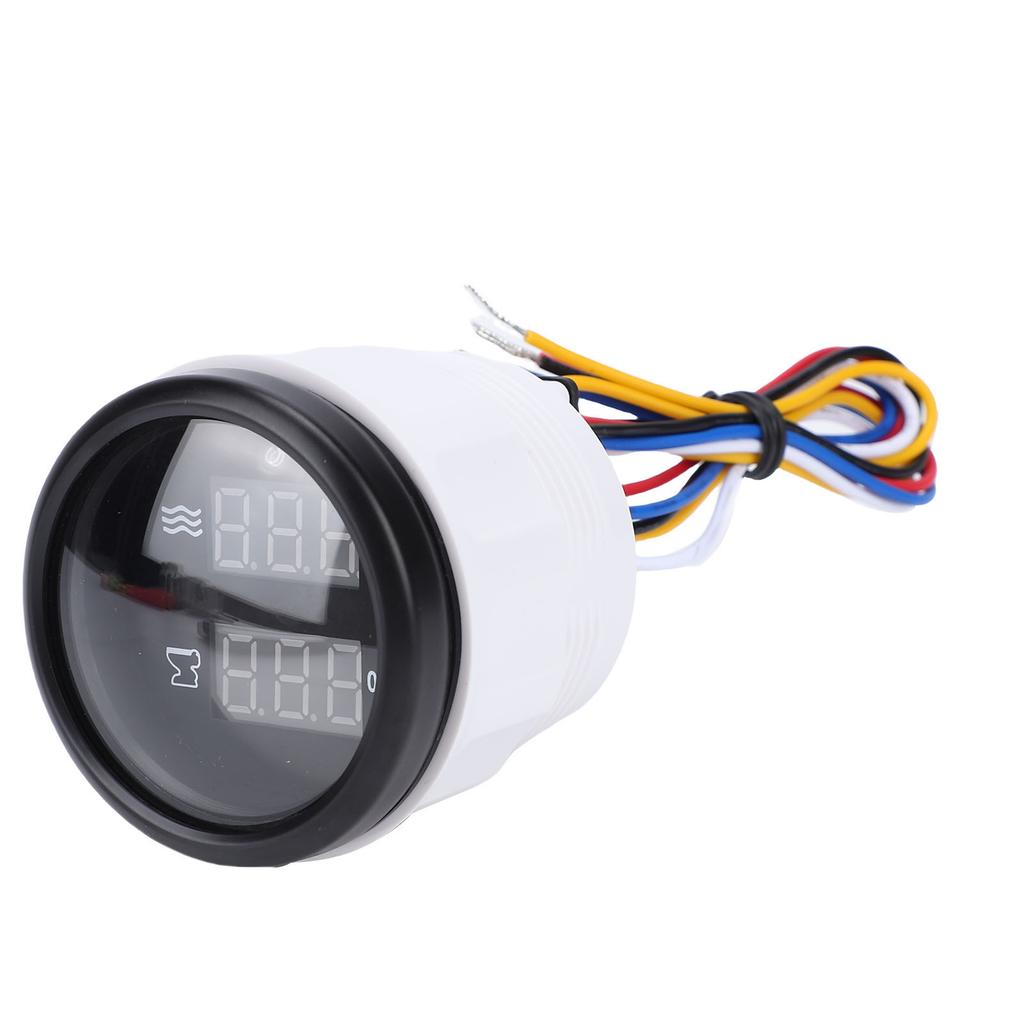 52mm 2 in 1 Digital Water Sewage Gauge Multi Function with White Backlight for RVs Trucks Boat Yachts