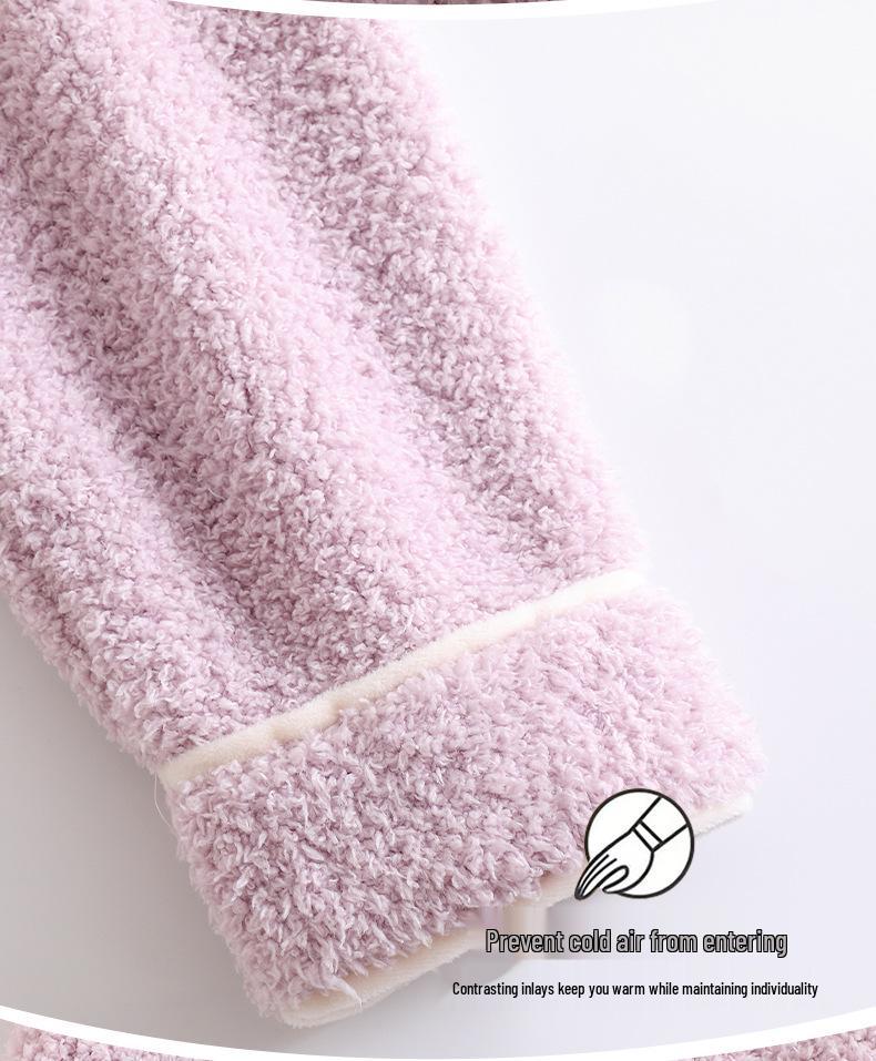 Set pigiama da donna in flanella invernale - Spesso, maniche lunghe, pantaloni, cardigan, caldo, casual, vestibilità ampia