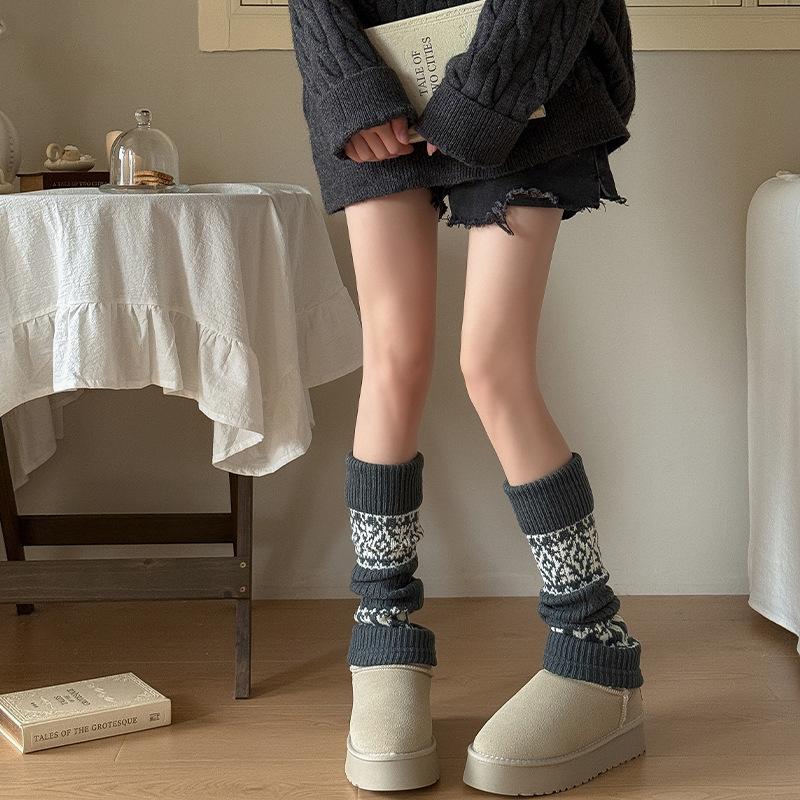 Thickened Retro-Style Sock Covers, Piles Of Socks, Warm And Slimming Calf Covers, With Snow Boot Leg Covers