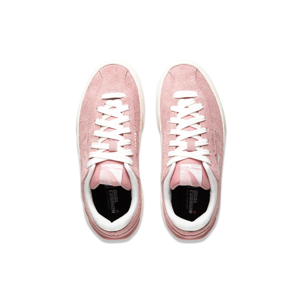 Li Ning Versatile Comfortable Non-Slip Shock Absorbing Low-Top Skate Shoes Women sneaker Pink White AEPU016-2