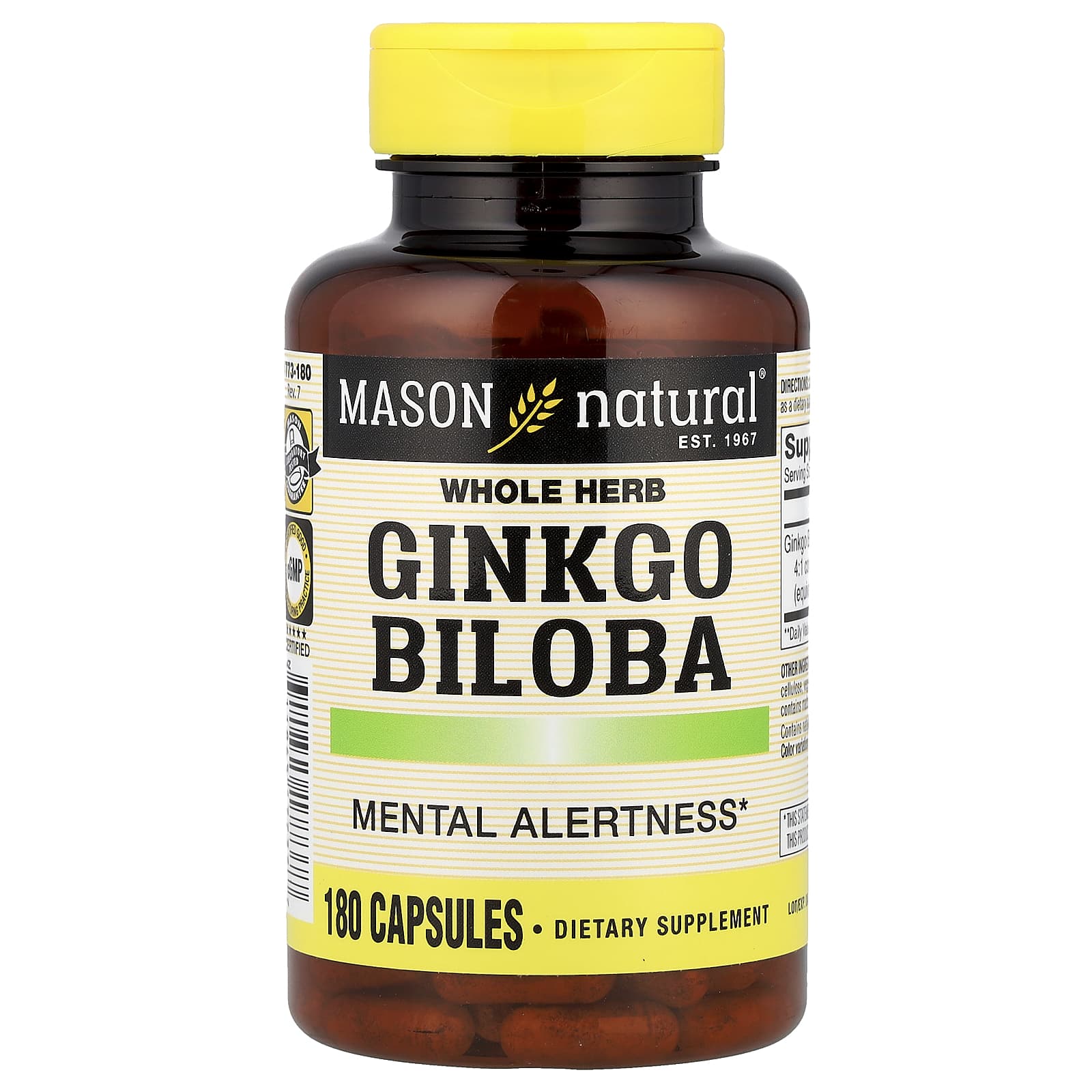 

Natural Herb Ginkgo, 180 Capsules (125Mg per Capsule)