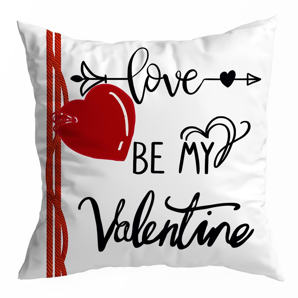 Valentine's Day Pillowcase, Peach Skin Velvet Heart Print Home Fabric Sofa Pillow, Car Waist and Back Cushion Cover