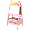 2 in 1 Kids Easel with Whiteboard, Chalkboard, Storage Boxes, for Ages 3-8 Years, Pink