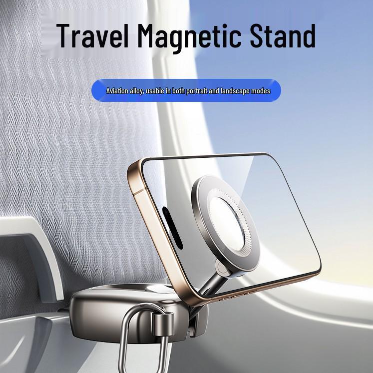 Portable Magnetic Phone Holder - Foldable for Travel, High-Speed Rail & Airplanes