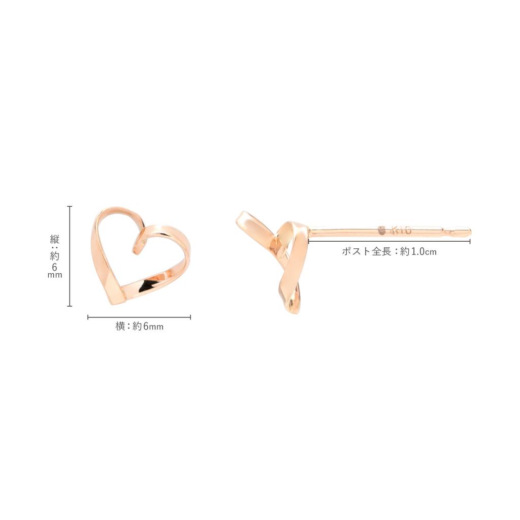ESTELLE [Official] Women's K10 Pink Gold Heart Motif Earrings 0202-3522-0019-0000