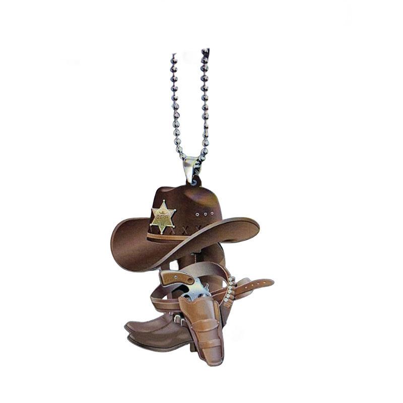 Denim Boot Retro Acrylic Car Hanging Ornament Auto Accessory Festive Home Decor