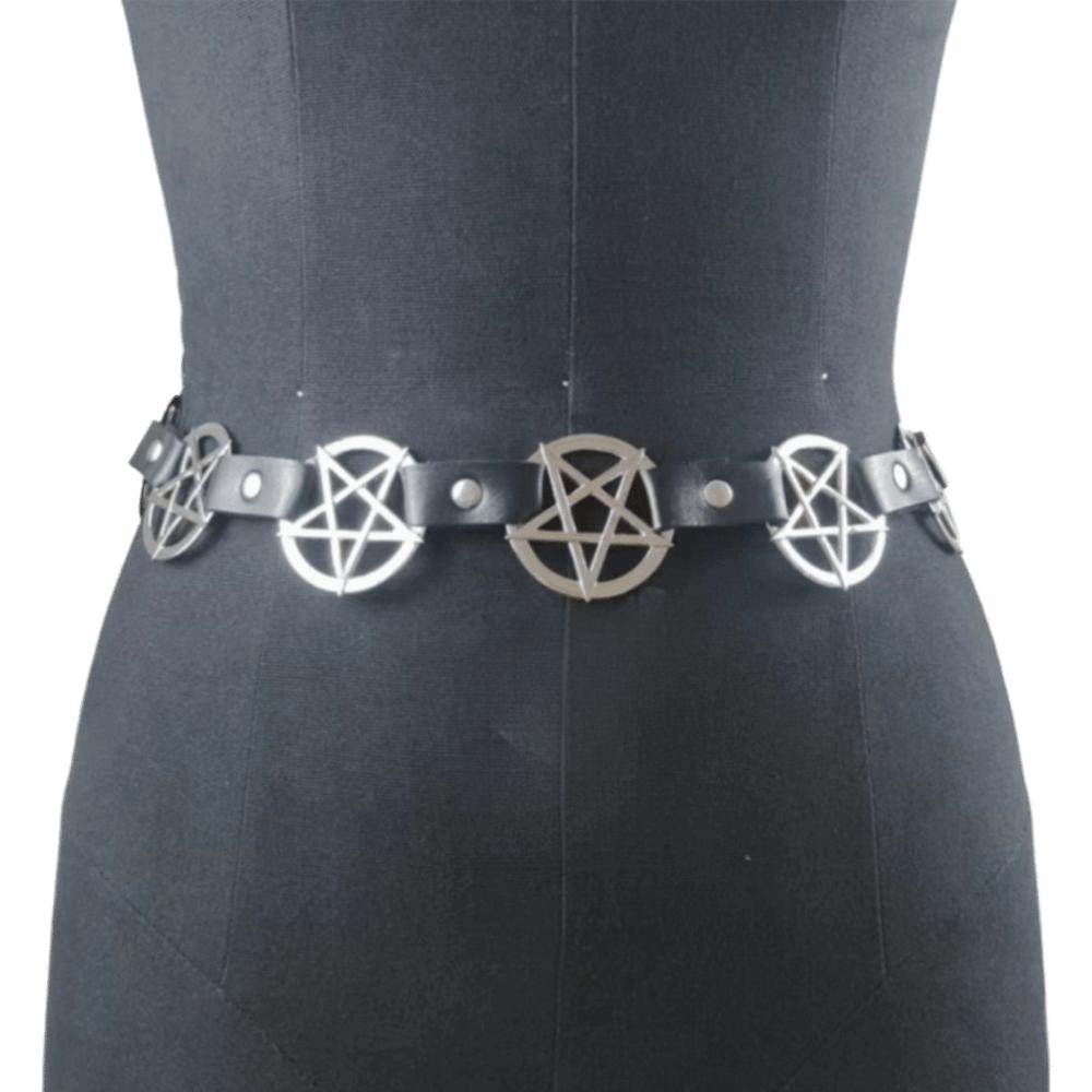 Y2K Pentagram Metal Chain  for Women Streetwear Dress Waist Accessory