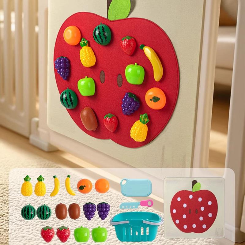 Baby Felt Board Play Food Toys Wall Sticker Fruits Vegetables Pretend Play Kitchen Games Fine Motor Skills Early Educational Toy
