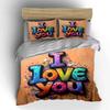 Colorful "I Love You" Decor Set Bedding Set with 1 Duvet Cover 2 Pillowcases Single Double King Queen Gift