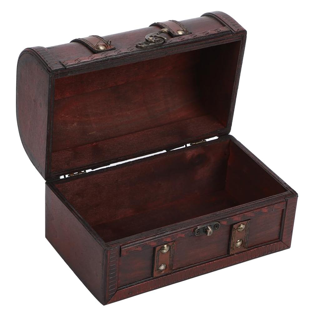 R_planning Retro Schatzkiste, Antike Holz-Aufbewahrungsbox, Gewölbt mit Griffen