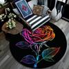 Rainbow Rose Round Area Rug,Carpet Rug for Living Room Bedroom Sofa Playroom Decor,Non-slip Floor Mat