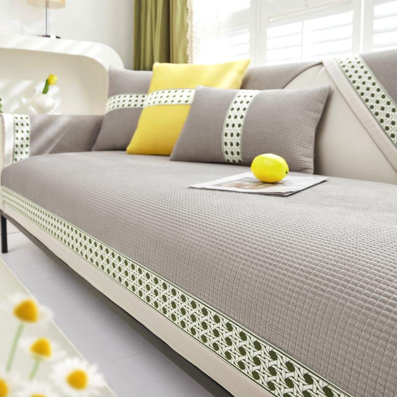 Solides Mais samt Sofa Kissen Anti-Rutsch Spitze Rand Universal Alle Jahreszeiten Moderne Couch Abdeckung