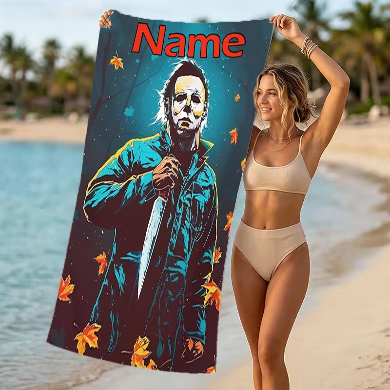 Customizable personalized beach towels Michael Myers themed designs.Suitable for the beach, yoga, sports;ideal as beach accessories