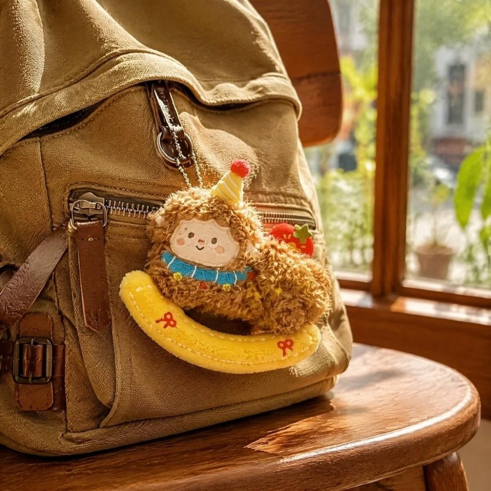 Fluffy Curly Haired Lamb Pendant Soft Sheep Pendant Bag Charm Plush Sheep Keychain  Women