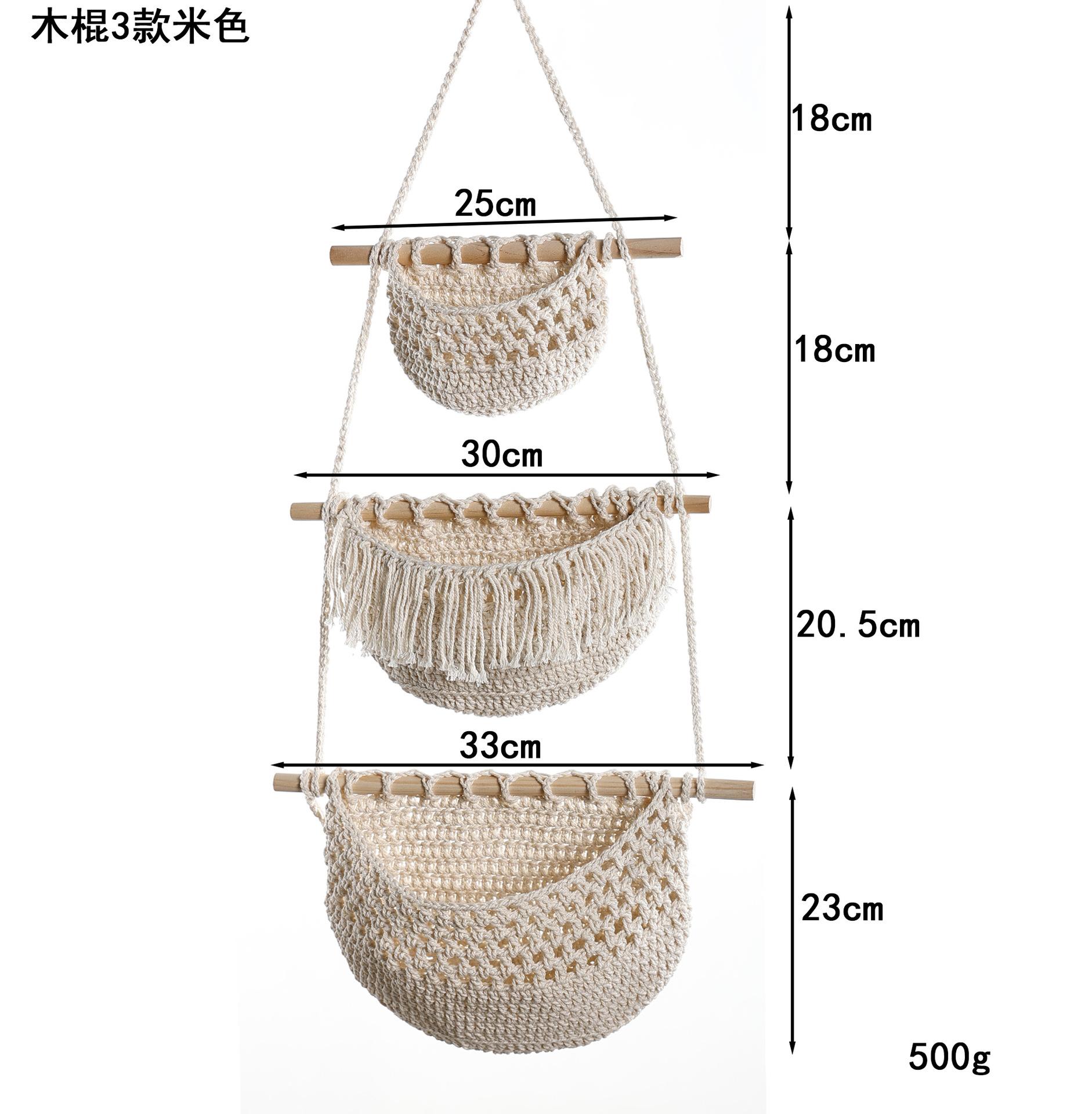 Настенная дверная стойка для хранения вещей многоцелевая хлопковая веревочная подвесная корзина украшение для дома креативный 3-слойный настенный мешок для хранения мусора 4898₽